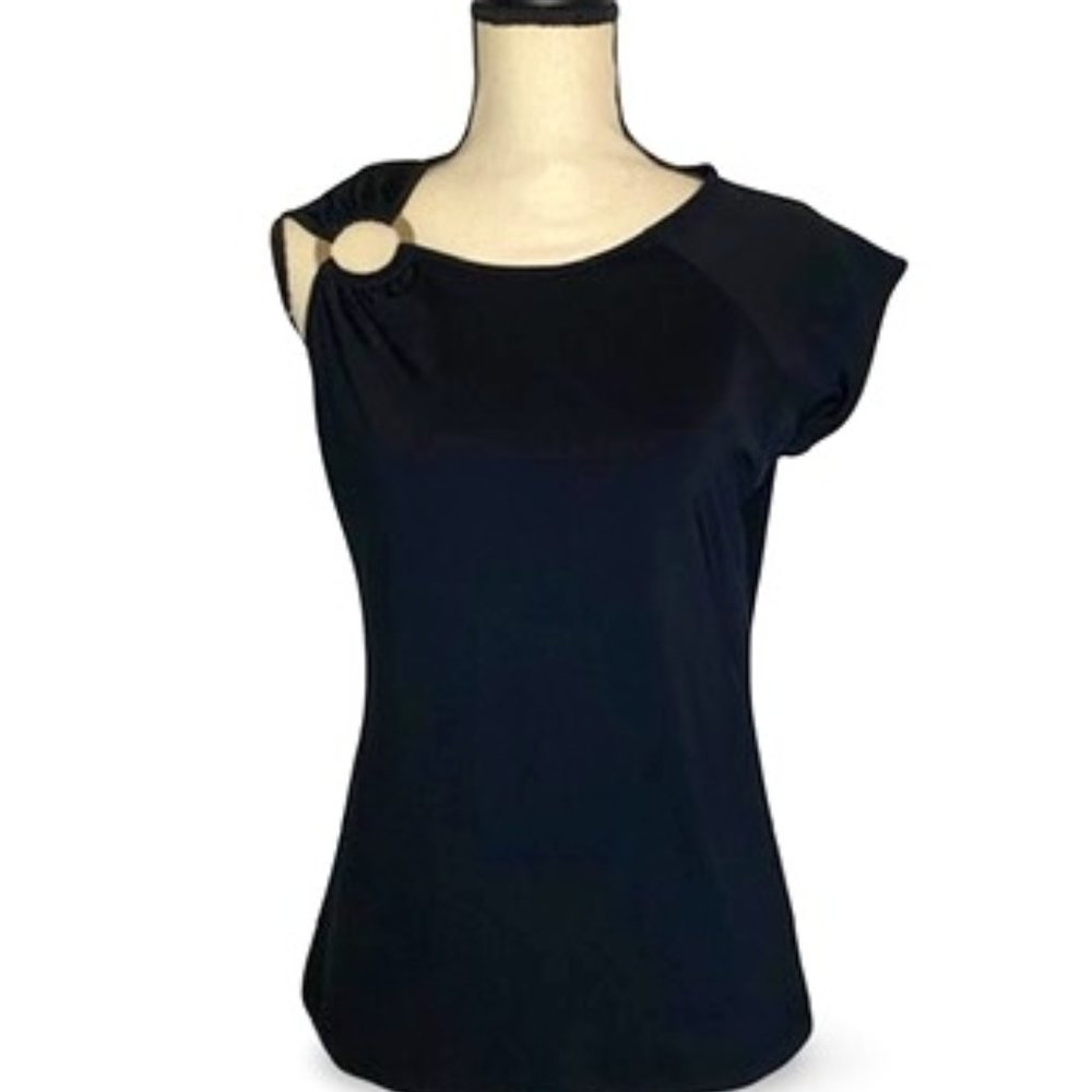 New York & Company Stretch  Black, White and Grey Silver Ring Accent Large